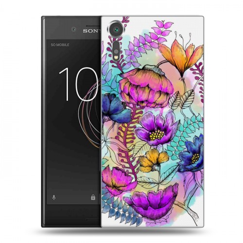 Дизайнерский пластиковый чехол для Sony Xperia XZs Цветочная акварель