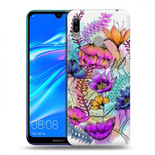 Дизайнерский пластиковый чехол для Huawei Y6 (2019) Цветочная акварель