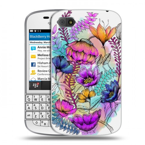 Дизайнерский пластиковый чехол для BlackBerry Q10 Цветочная акварель