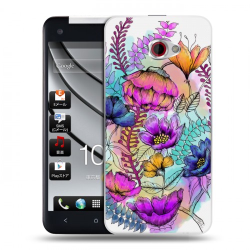 Дизайнерский пластиковый чехол для HTC Butterfly S Цветочная акварель