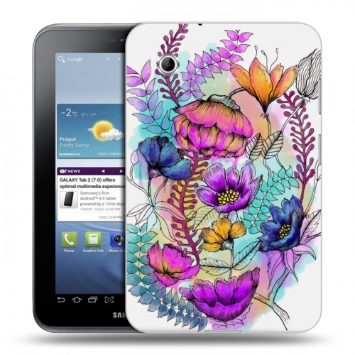 Дизайнерский силиконовый чехол для Samsung Galaxy Tab 2 7.0 Цветочная акварель