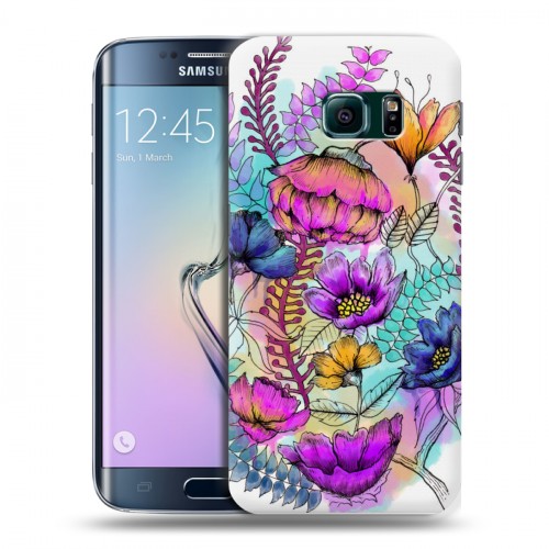 Дизайнерский пластиковый чехол для Samsung Galaxy S6 Edge Цветочная акварель