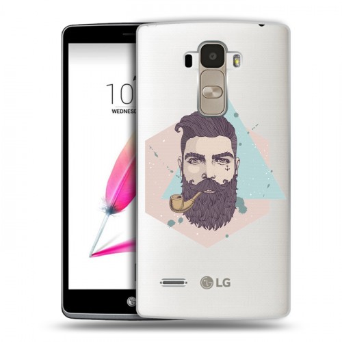 Полупрозрачный дизайнерский силиконовый чехол для LG G4 Stylus Прозрачный брутальный мужчина