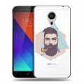 Полупрозрачный дизайнерский пластиковый чехол для Meizu MX5 Прозрачный брутальный мужчина