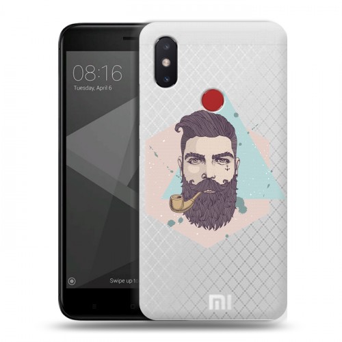 Полупрозрачный дизайнерский пластиковый чехол для Xiaomi Mi8 SE Прозрачный брутальный мужчина