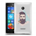 Полупрозрачный дизайнерский пластиковый чехол для Microsoft Lumia 435 Прозрачный брутальный мужчина