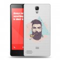 Полупрозрачный дизайнерский силиконовый чехол для Xiaomi RedMi Note Прозрачный брутальный мужчина