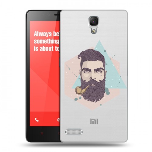 Полупрозрачный дизайнерский силиконовый чехол для Xiaomi RedMi Note Прозрачный брутальный мужчина