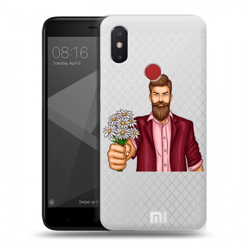 Полупрозрачный дизайнерский пластиковый чехол для Xiaomi Mi8 SE Прозрачный брутальный мужчина