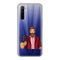 Полупрозрачный дизайнерский силиконовый чехол для Realme 6 Прозрачный брутальный мужчина