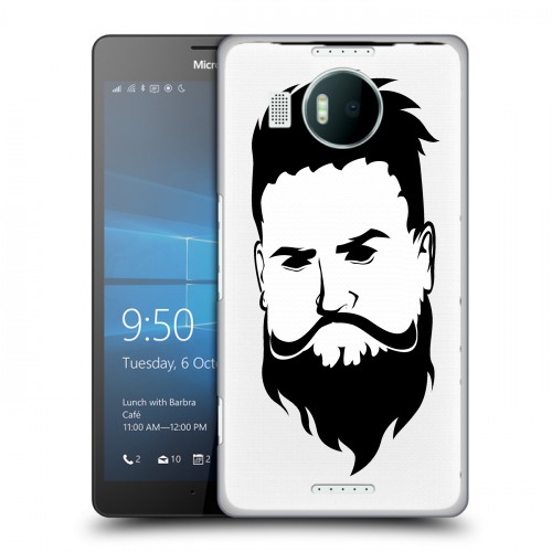 Полупрозрачный дизайнерский пластиковый чехол для Microsoft Lumia 950 XL Прозрачный брутальный мужчина