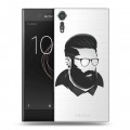 Полупрозрачный дизайнерский пластиковый чехол для Sony Xperia XZs Прозрачный брутальный мужчина