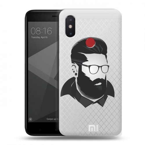 Полупрозрачный дизайнерский пластиковый чехол для Xiaomi Mi8 SE Прозрачный брутальный мужчина