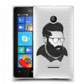 Полупрозрачный дизайнерский пластиковый чехол для Microsoft Lumia 435 Прозрачный брутальный мужчина