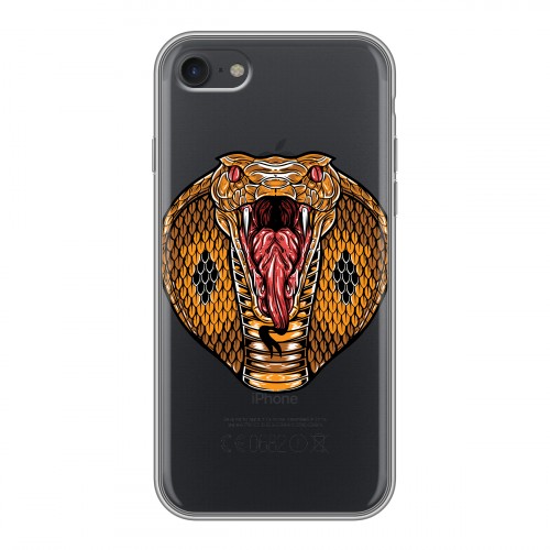 Полупрозрачный дизайнерский силиконовый с усиленными углами чехол для Iphone 7 Прозрачные змеи