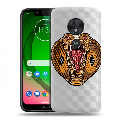 Полупрозрачный дизайнерский пластиковый чехол для Motorola Moto G7 Play Прозрачные змеи