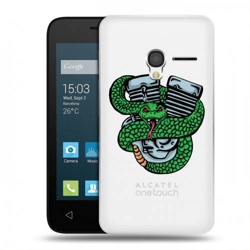Полупрозрачный дизайнерский пластиковый чехол для Alcatel One Touch Pixi 3 (4.0) Прозрачные змеи