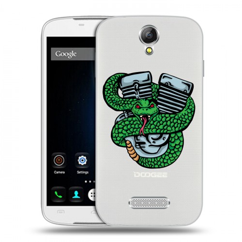 Полупрозрачный дизайнерский пластиковый чехол для Doogee X6 Прозрачные змеи