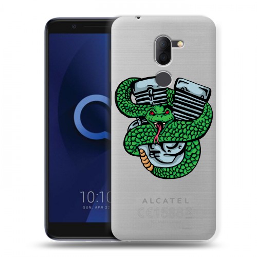 Полупрозрачный дизайнерский пластиковый чехол для Alcatel 3X Прозрачные змеи