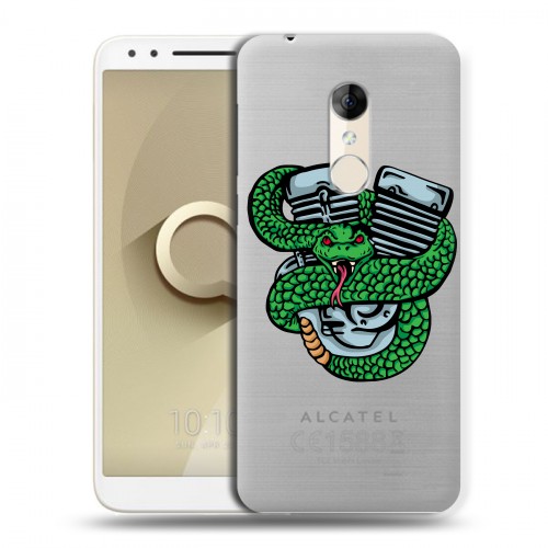 Полупрозрачный дизайнерский пластиковый чехол для Alcatel 3 Прозрачные змеи