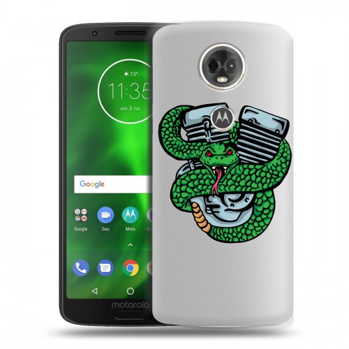 Полупрозрачный дизайнерский пластиковый чехол для Motorola Moto E5 Plus Прозрачные змеи
