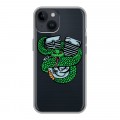 Полупрозрачный дизайнерский пластиковый чехол для Iphone 14 Прозрачные змеи