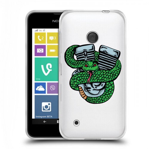 Полупрозрачный дизайнерский пластиковый чехол для Nokia Lumia 530 Прозрачные змеи