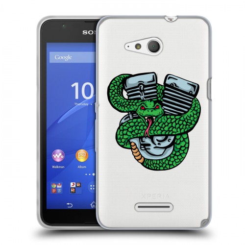 Полупрозрачный дизайнерский пластиковый чехол для Sony Xperia E4g Прозрачные змеи