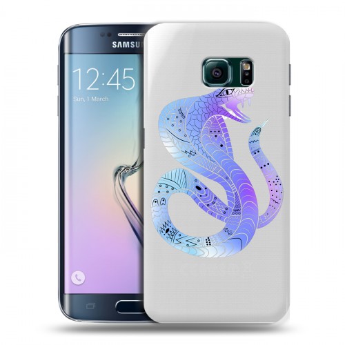 Полупрозрачный дизайнерский пластиковый чехол для Samsung Galaxy S6 Edge Прозрачные змеи