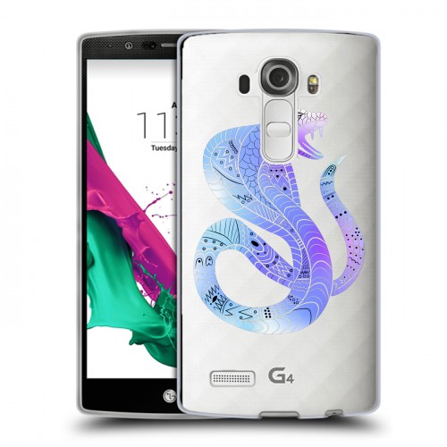 Полупрозрачный дизайнерский пластиковый чехол для LG G4 Прозрачные змеи