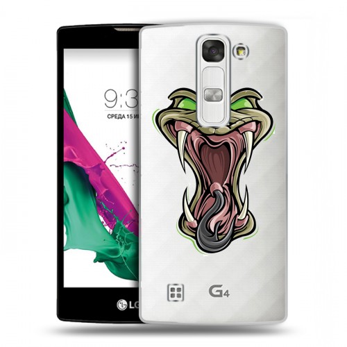 Полупрозрачный дизайнерский пластиковый чехол для LG G4c Прозрачные змеи