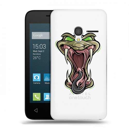 Полупрозрачный дизайнерский пластиковый чехол для Alcatel One Touch Pixi 3 (4.5) Прозрачные змеи