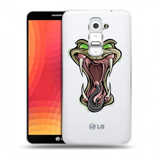 Полупрозрачный дизайнерский пластиковый чехол для LG Optimus G2 Прозрачные змеи