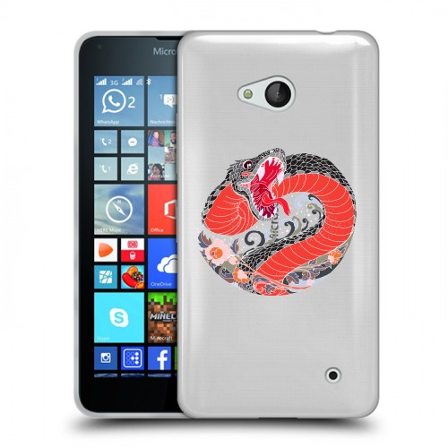 Полупрозрачный дизайнерский пластиковый чехол для Microsoft Lumia 640 Прозрачные змеи