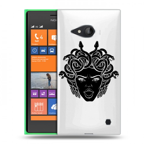 Полупрозрачный дизайнерский пластиковый чехол для Nokia Lumia 730/735 Прозрачные змеи
