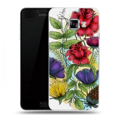 Дизайнерский пластиковый чехол для Samsung Galaxy C5 Цветочная акварель