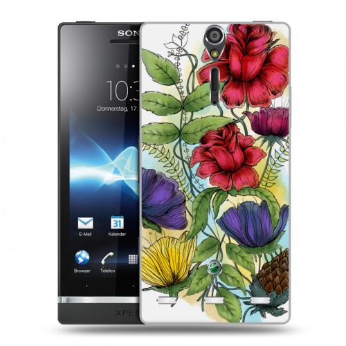 Дизайнерский пластиковый чехол для Sony Xperia S Цветочная акварель