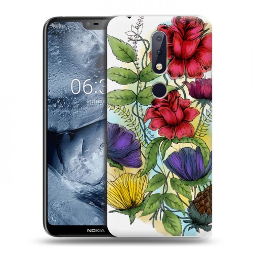 Дизайнерский силиконовый чехол для Nokia 6.1 Plus Цветочная акварель