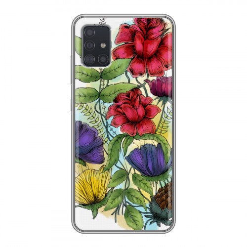 Дизайнерский силиконовый чехол для Samsung Galaxy A51 Цветочная акварель