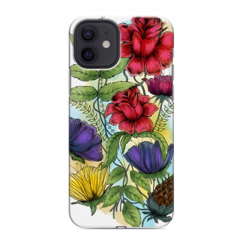 Дизайнерский силиконовый чехол для Iphone 12 Цветочная акварель