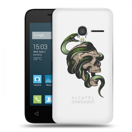 Полупрозрачный дизайнерский пластиковый чехол для Alcatel One Touch Pixi 3 (4.0) Прозрачные змеи