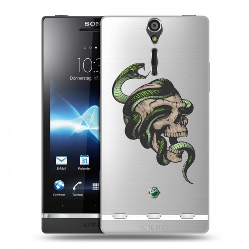 Полупрозрачный дизайнерский пластиковый чехол для Sony Xperia S Прозрачные змеи