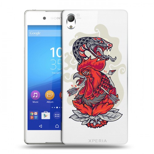 Полупрозрачный дизайнерский пластиковый чехол для Sony Xperia Z3+ Прозрачные змеи