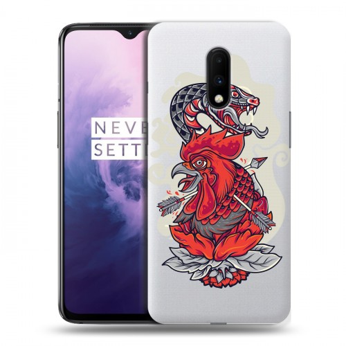 Полупрозрачный дизайнерский пластиковый чехол для OnePlus 7 Прозрачные змеи