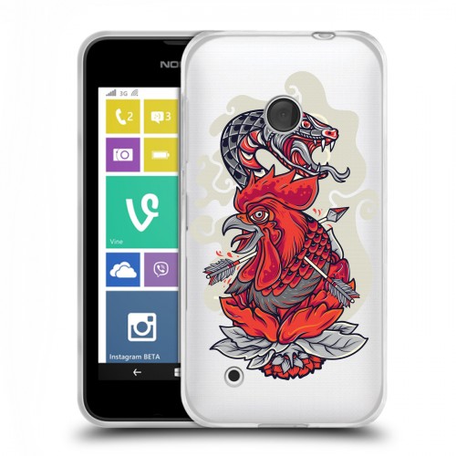 Полупрозрачный дизайнерский пластиковый чехол для Nokia Lumia 530 Прозрачные змеи
