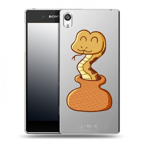 Полупрозрачный дизайнерский пластиковый чехол для Sony Xperia E5 Прозрачные змеи