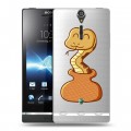 Полупрозрачный дизайнерский пластиковый чехол для Sony Xperia S Прозрачные змеи