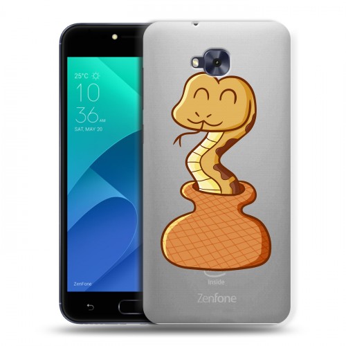 Полупрозрачный дизайнерский пластиковый чехол для ASUS ZenFone 4 Selfie Прозрачные змеи