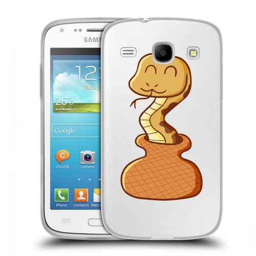 Полупрозрачный дизайнерский силиконовый чехол для Samsung Galaxy Core Прозрачные змеи