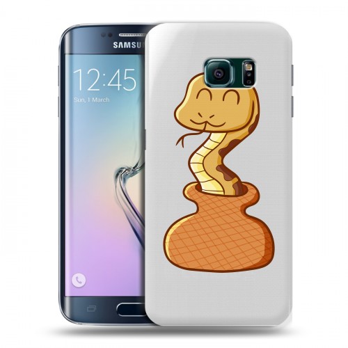 Полупрозрачный дизайнерский пластиковый чехол для Samsung Galaxy S6 Edge Прозрачные змеи